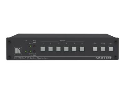 Kramer VS-611DT 6x1:2 4K60 4:2:0 HDMI/HDBaseT Extended Reach PoE Auto Switcher - Video/Audio-Schalter - managed - Desktop, an Rack montierbar - PoE